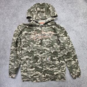 Carhartt Camo Full Zip Hoodie Sweatshirt Youth Xl (18-20) Green Army Spell Out